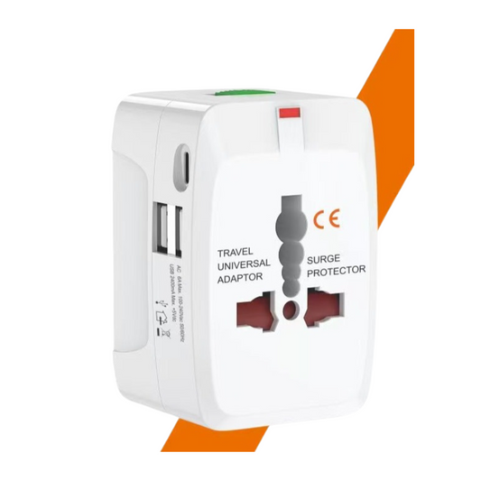 Adaptador Enchufe de Viaje Universal y entrada USB, Enchufe Adaptador Internacional para AU, UK, US, EU [Compacto y Cómodo] - Cargador para Europa, Reino Unido, Americano, Australia y Otros Países