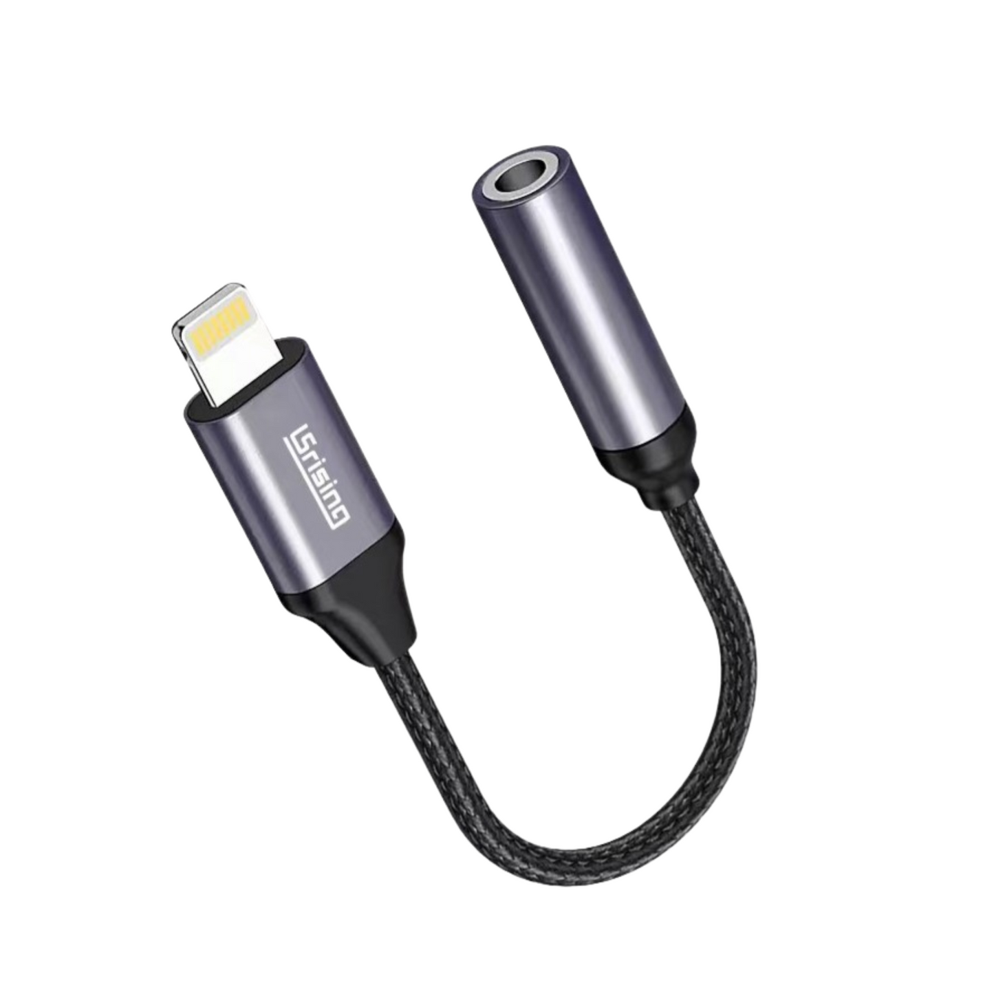 Adaptador Lightning a Jack 3.5 mm [Certificado MFi] – Audio HiFi compatible con iPhone 14/13/12/11/X/8/7, iPad y iOS. Color blanco plateado.