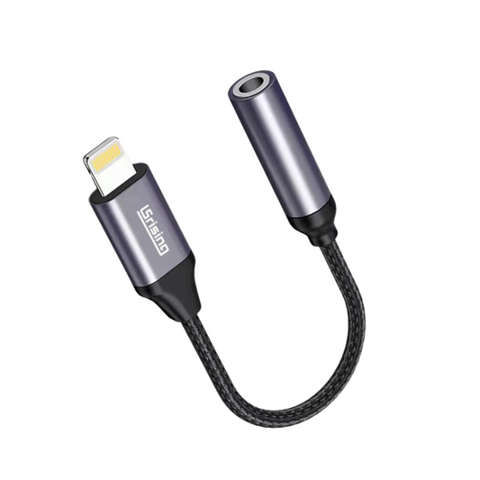 Adaptador Lightning a Jack 3.5 mm [Certificado MFi] – Audio HiFi compatible con iPhone 14/13/12/11/X/8/7, iPad y iOS. Color blanco plateado.