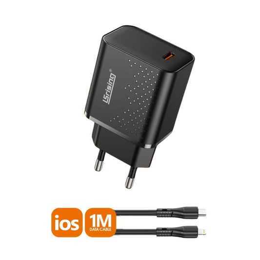 Cargador Rápido USB-C de 25W con Cable USB-C a Lightning de 1 Metro | Compatible con iPhone 14/14 Pro/14 Pro Max/14 Plus, 13, 12, 11, 8, iPad | Adaptador de Corriente Tipo C para Carga Rápida