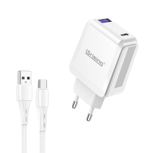 Cargador USB-C de 20W, compatible con iPhone 15, 15 Plus, 15 Pro, 15 Pro Max, iPad y otros dispositivos Tipo C. Carga rápida y eficiente con enchufe.