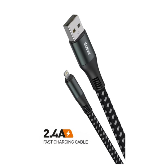 Cable USB a Lightning 2.4A – 1,2M Carga rápida, trenzado y ultra resistente. Carga Rápida para Dispositivos Apple