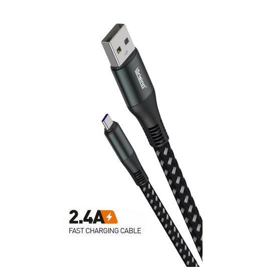 Cable USB a Tipo C 2.4A – 1.2M Trenzado, carga rápida y alta durabilidad. Carga Rápida y Resistente