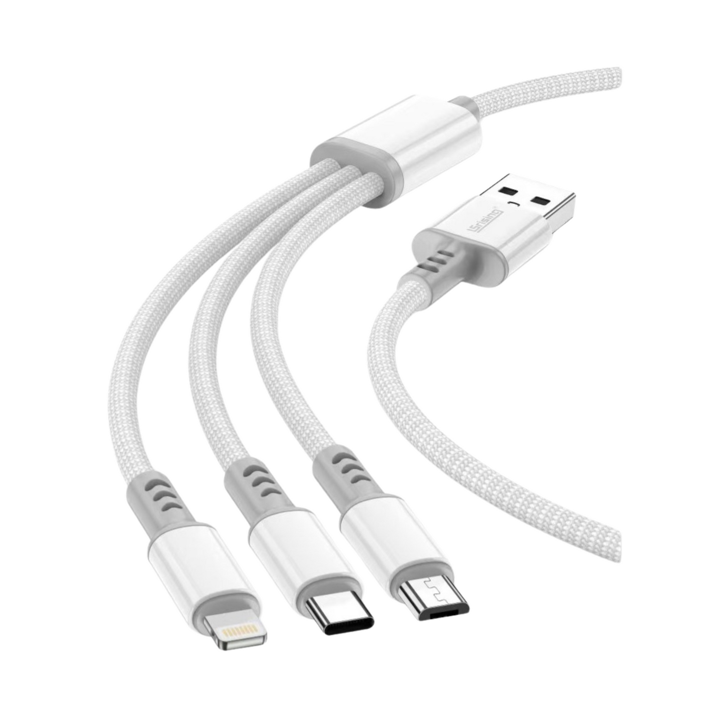 Cable USB-A a Multi Cable de Carga Rápida 66W [120 cm] – Cargador 3 en 1 con Conectores USB-C, Lightning y Micro USB, Compatible con iPhone 15/14, Galaxy S24/S23, iPad Pro/Mini, MacBook y más dispositivos.