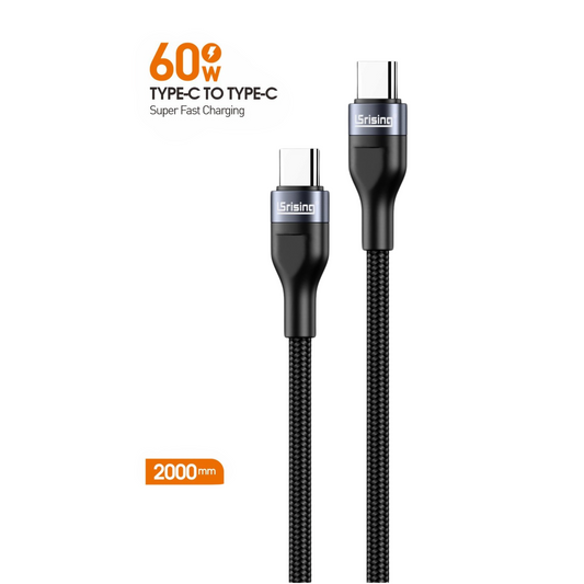 Cable USB-C a USB-C 60W | 2m Trenzado | Súper Carga Rápida PD