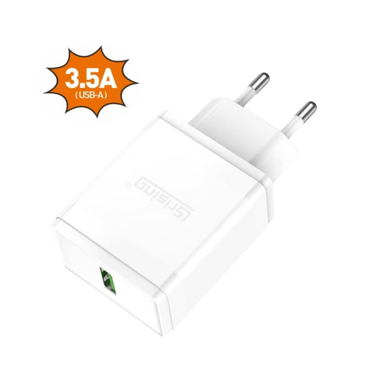 Cargador Rápido USB 3.5A 18W Universal – Adaptador compacto de carga rápida con salida USB-A, compatible con iPhone (XS Max, XR, X, 8, 7, 6, 5S), Xiaomi, Samsung y más.