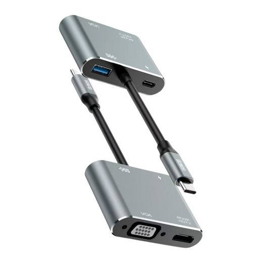 Hub USB-C multipuerto, Type-C Docking Station, Adaptador USB-C a HDMI, VGA, USB y carga