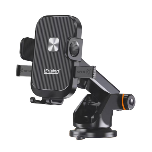 Soporte Movil Coche, Doble Soporte Metálico para Parabrisas/Salpicadero, Soporte Teléfono Coche Universal para Smartphone, VENTOSA POTENTE