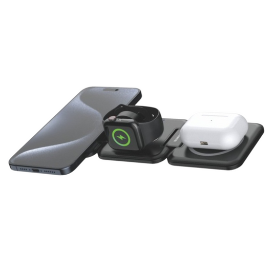 Cargador 3 en 1 Plegable Inalámbrico | 15W | Magnético | Para iPhone, Watch y AirPods